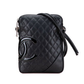 シャネル カンボンライン ココマーク 斜め掛け ショルダーバッグ ブラック カーフ パテントレザー レディース CHANEL 【中古】